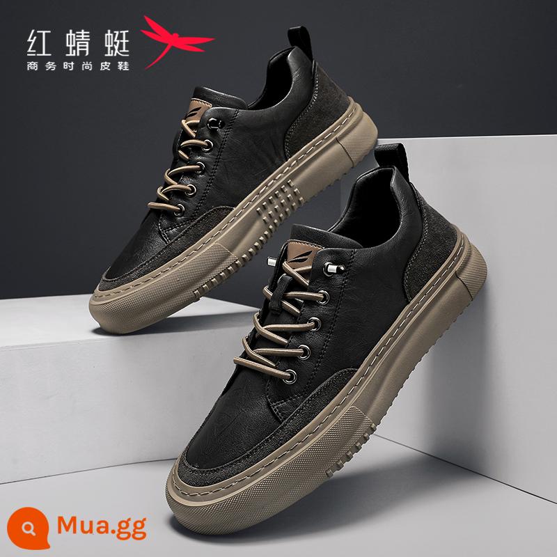 Giày Da Chuồn Chuồn Đỏ Nam Thu Đông 2022 Giày Thời Trang Mới Giày Công Sở Anh Giày Nam Giày Sneaker Da Thật - Đen [phong cách thời trang]