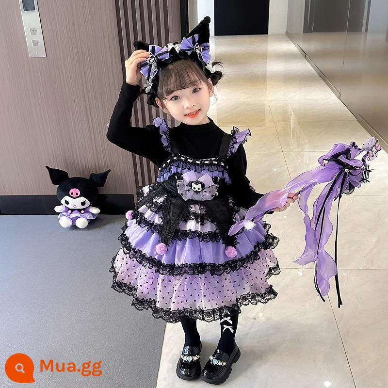 Cô bé ngọt ngào của bé gái lolita Kuromi váy công chúa phù hợp với Halloween quần áo trẻ em mùa thu đông sinh nhật đầm đầm - váy treo