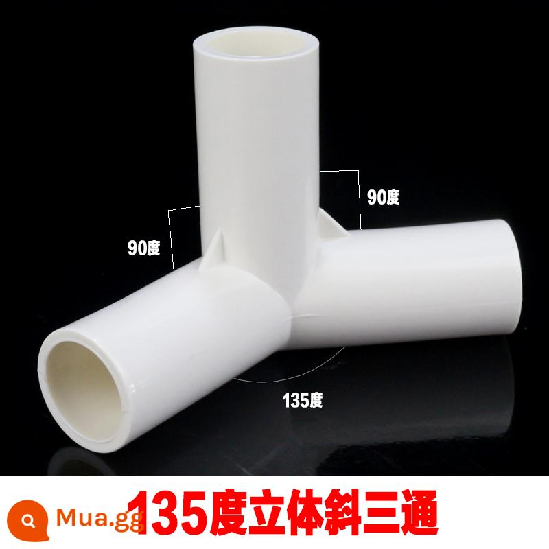 Ống Nhựa PVC Phụ Kiện Ba Chiều Tee Bốn Chiều Năm Chiều DIY Tủ Giày 40 Góc Kệ Nhựa 4 Điểm 20 25 32 50 - Áo phông 20*135 độ [trắng]