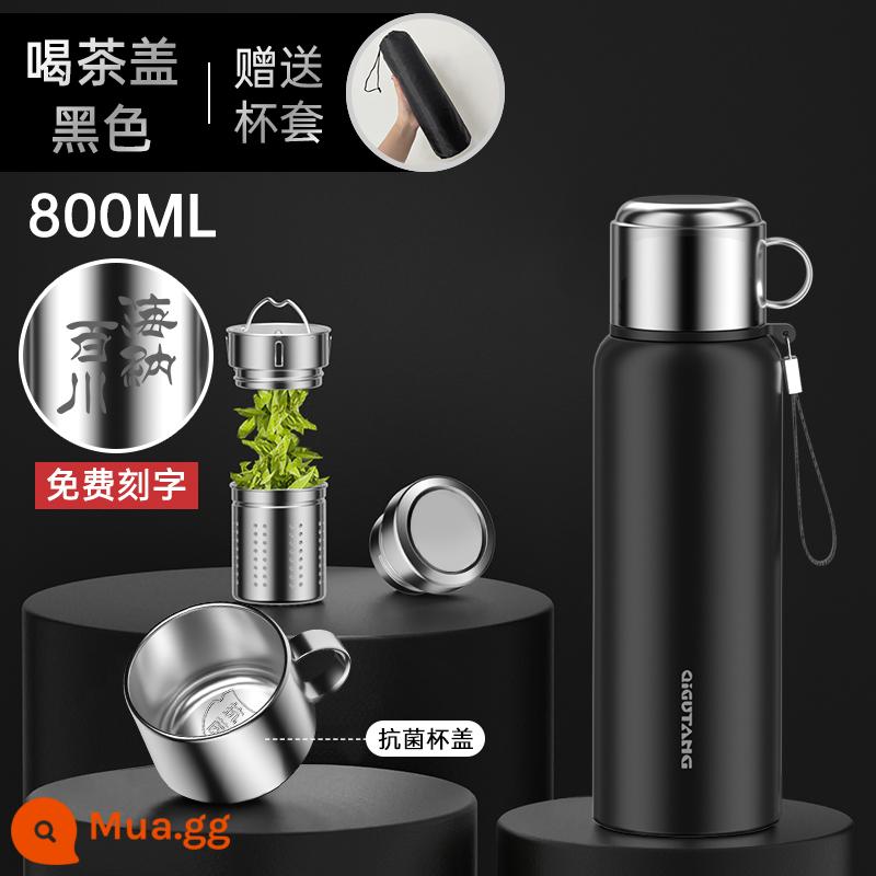 Cốc cách nhiệt nam công suất lớn toàn thép 316 inox 304 tách trà tách nước tách trà cốc nước - [Nâng cấp tay cầm kháng khuẩn] Business black 800ml (tặng kèm ốp cốc và dây đeo)