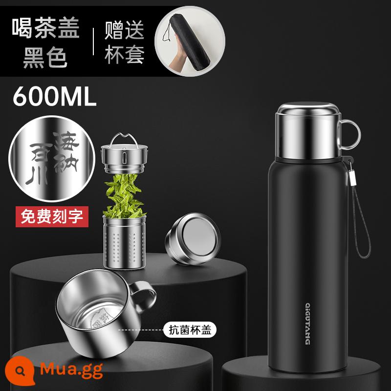 Cốc cách nhiệt nam công suất lớn toàn thép 316 inox 304 tách trà tách nước tách trà cốc nước - [Nâng cấp tay cầm kháng khuẩn] Business black 600ml (tặng kèm ốp cốc và dây đeo)