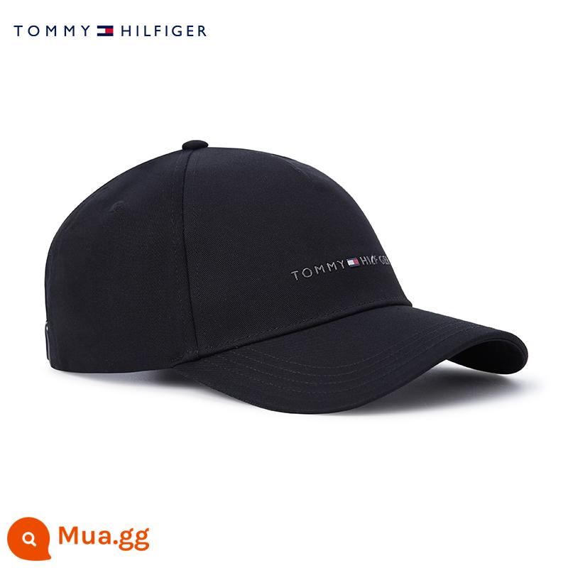 Tommy 22 nam thời trang cotton thoáng khí LOGO kim loại mái hiên cong vòm lưỡi vịt mũ bóng chày AM0AM08611 - BDS đen