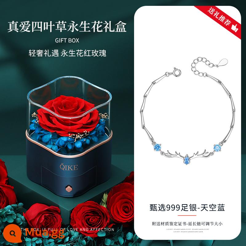 Vòng tay bạc nữ 999 nguyên chất 999 sang trọng thích hợp vòng tay bạc sterling quà tặng sinh nhật ngày quốc tế phụ nữ cho bạn gái - Yulu đã có trong tay bạn [Bạc nguyên chất 999] + [Hộp quà hoa vĩnh cửu tình yêu đích thực] + [Thay thế miễn phí]