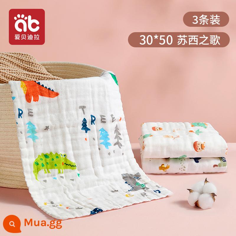 Khăn lau nước bọt cho bé sơ sinh cotton nguyên chất siêu mềm khăn vuông nhỏ cho bé khăn mặt đặc biệt sản phẩm dành cho trẻ em khăn gạc - [In 3 gói mật độ cao] 6 lớp 30*50cm [Bài hát của Susie]