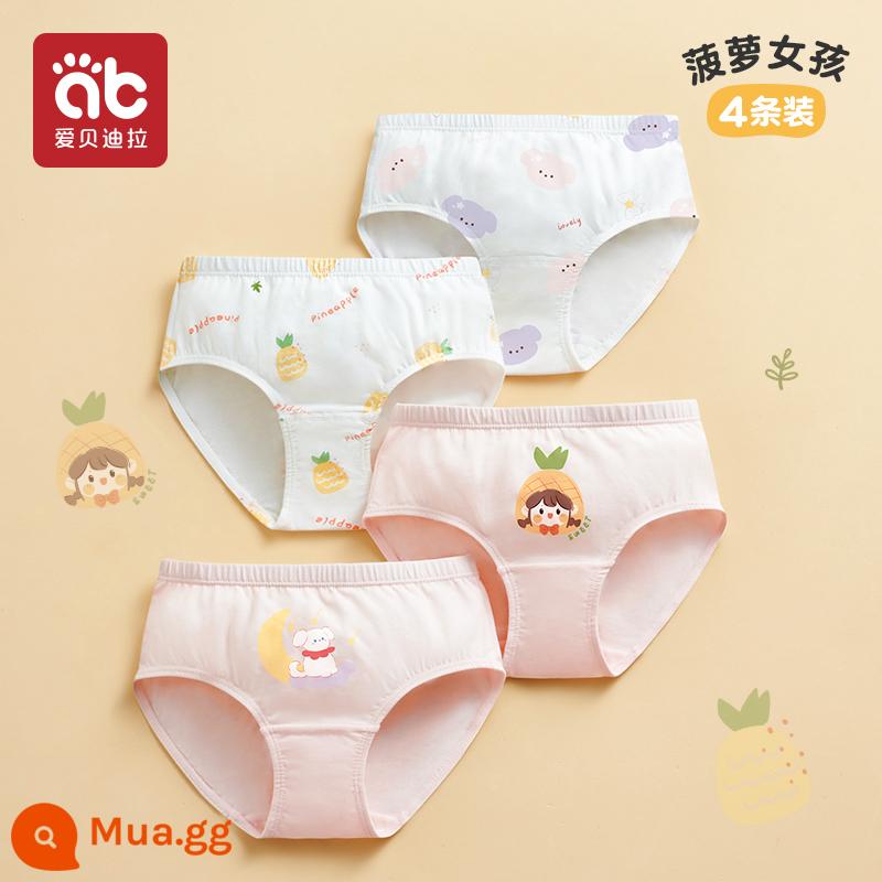 Quần lót trẻ em bé gái cotton quần đùi boxer quần boxer bé gái 100% cotton big boy 100% không mông - Gói Cô Gái Dứa-4