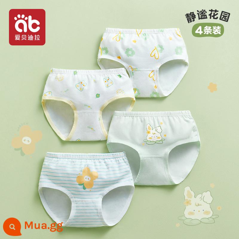 Quần lót trẻ em bé gái cotton quần đùi boxer quần boxer bé gái 100% cotton big boy 100% không mông - Khu vườn yên tĩnh-4 gói