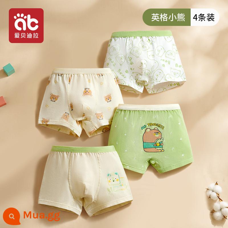 Quần lót bé trai, quần đùi trẻ em cotton nguyên chất, 100% cotton, quần đùi bé trai big size an toàn không pp - Gói Inge Bear-4