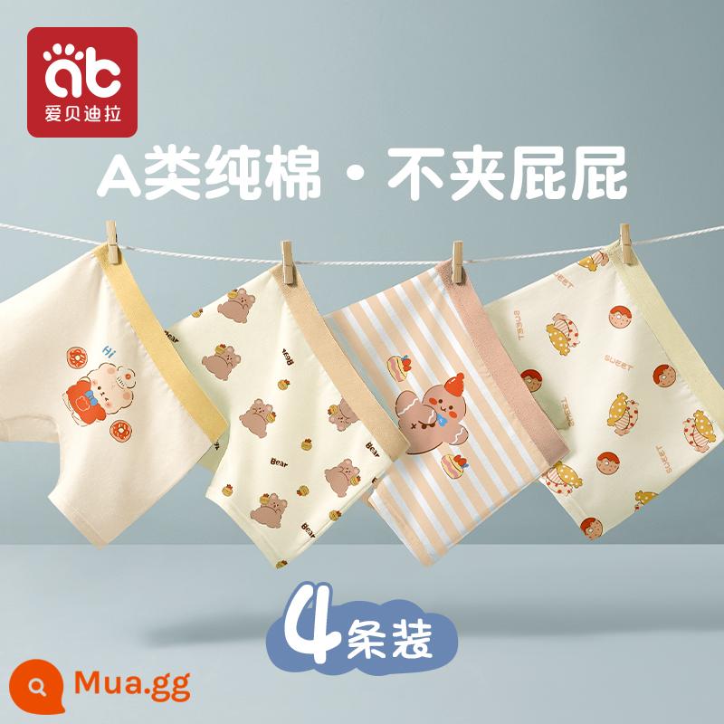 Quần lót bé trai, quần đùi trẻ em cotton nguyên chất, 100% cotton, quần đùi bé trai big size an toàn không pp - Gói tráng miệng gấu ngày-4