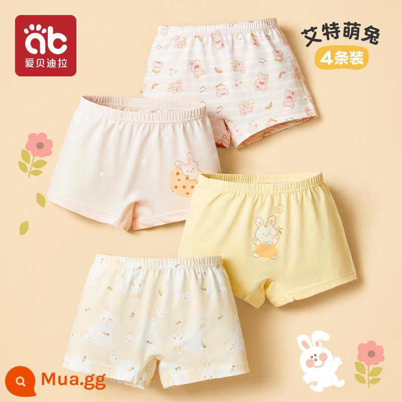 Quần lót trẻ em bé gái cotton quần đùi boxer quần boxer bé gái 100% cotton big boy 100% không mông - Gói thỏ dễ thương Aite-4