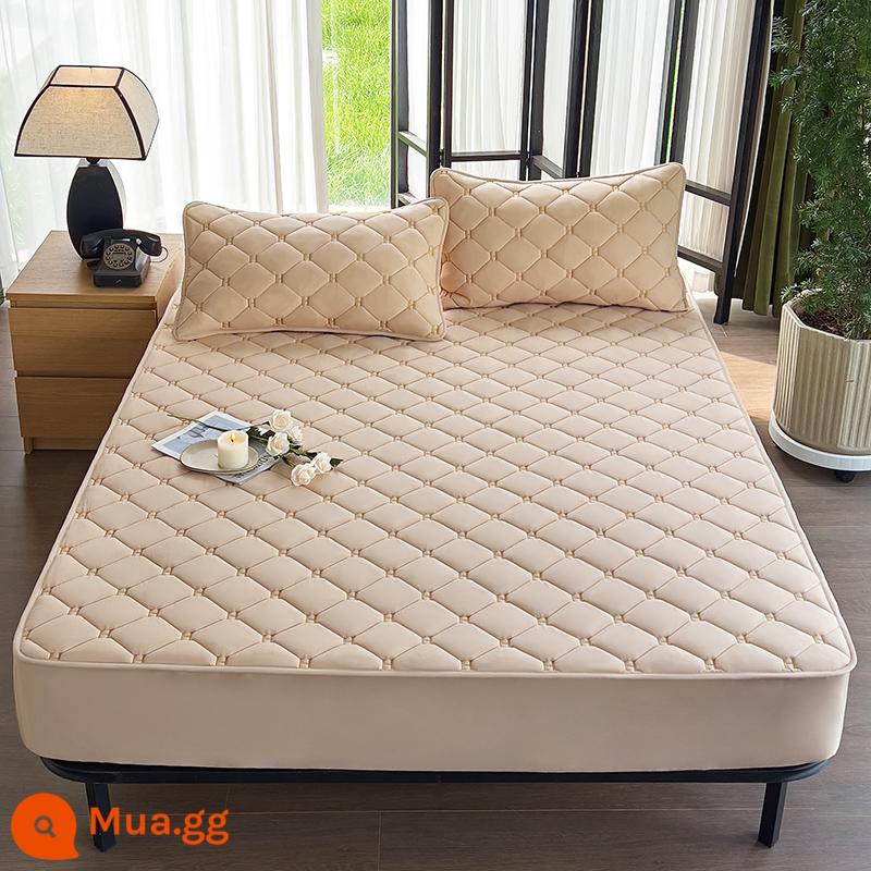 Bông Thô Sợi Đậu Nành Trang Bị Ga Trải Giường Cotton Simmons Tấm Bảo Vệ Nệm Bọc Nệm Bọc Nệm Túi Đựng Giường - Tấm Lót Đậu Nành Loại A (Mẫu H) - Kaki