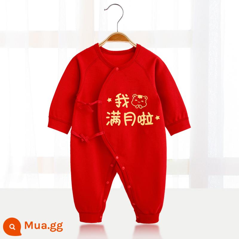 Áo liền quần cotton nguyên chất cho bé Quần áo năm mới quần áo trăng tròn sơ sinh áo liền quần lễ hội năm mới áo liền quần mùa xuân, thu đông - 〖Phong cách thông thường〗Tôi được một tháng tuổi