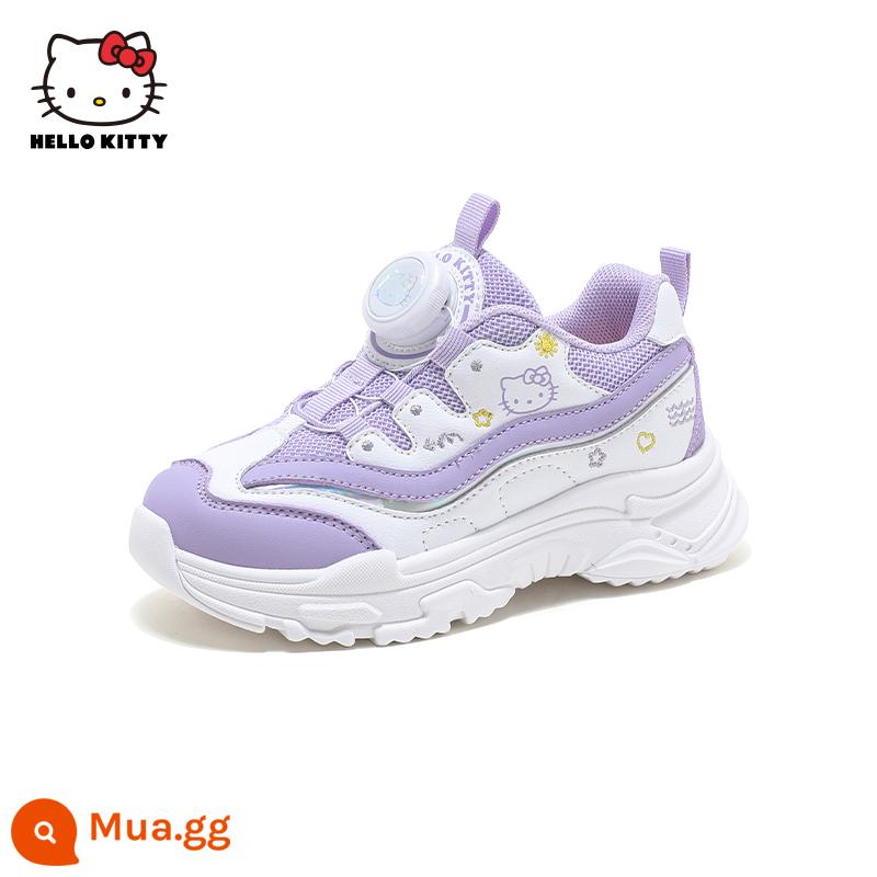 Giày trẻ em hellokitty, giày thể thao nhung bé gái, giày cotton trẻ em thu đông mới, giày bố bé gái, đế mềm - Sản phẩm mới mùa xuân trắng và tím 2024