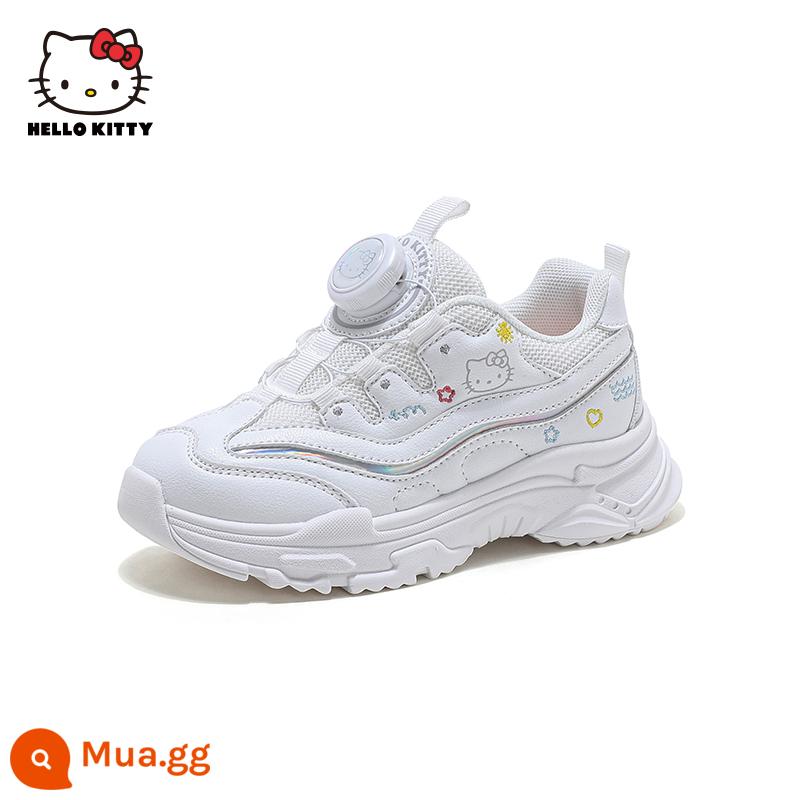 Giày trẻ em hellokitty, giày thể thao nhung bé gái, giày cotton trẻ em thu đông mới, giày bố bé gái, đế mềm - Hàng mới về mùa xuân 2024 màu trắng