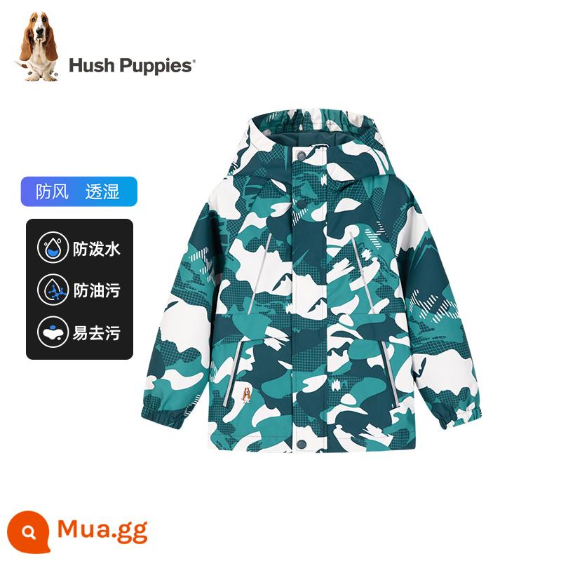 Hush Puppies quần áo trẻ em Áo khoác bé trai mùa thu đông mới lớn cho bé ba lớp áo khoác ấm áp trẻ em áo gió nhung - Màu xanh đêm huyền diệu [không nhung] CC543