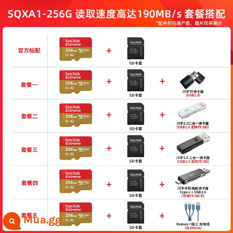 Sandisk256g bộ nhớ sd card điện thoại di động tf card drone máy ảnh thể thao lái xe máy ghi nhớ thẻ nhớ - 256G (khuyên dùng cho điện thoại di động/Chuyển đổi/máy ảnh hành động/giám sát)