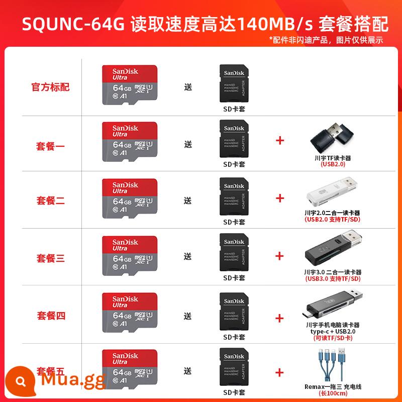 Thẻ nhớ SanDisktf 32g thẻ nhớ Microsd tốc độ cao xe tải định vị ô tô ống kính chụp ảnh giám sát lái xe đầu ghi A1 - Tốc độ đọc 64G lên tới 140mb/s