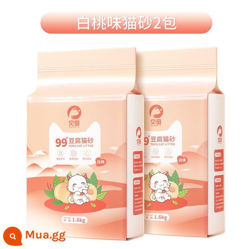 Cát vệ sinh đậu phụ cát than hoạt tính khử mùi đậu phụ cát hỗn hợp bentonite cát vệ sinh mèo 10kg 20 catties đồ dùng cho mèo - Hương đào trắng ngọt ngào [Mua 1 tặng 1] Tổng cộng 6,4kg