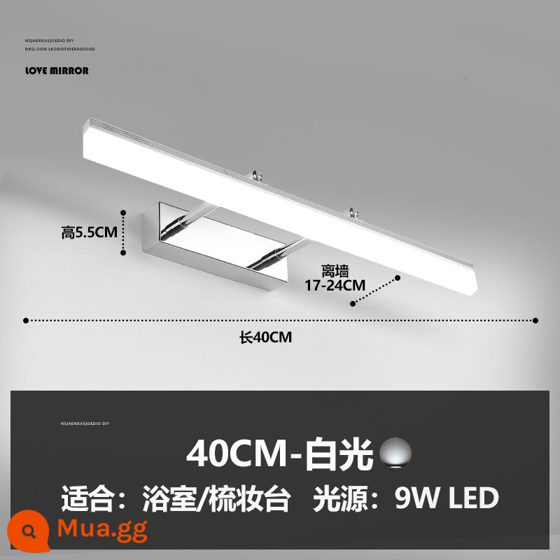 Đèn trước gương phòng trang điểm đèn led tủ phòng tắm đèn tường tủ gương đèn trang điểm đặc biệt không đục lỗ bồn rửa mặt đèn trang điểm - Chrome 40cm [Ánh sáng trắng đơn sắc 9W]