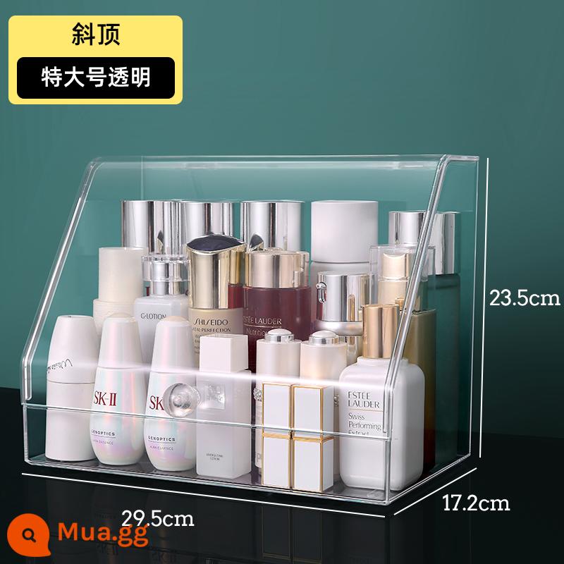 Máy Tính Để Bàn Hộp Bảo Quản Mỹ Phẩm Chống Bụi Acrylic Son Môi Công Suất Lớn Sản Phẩm Chăm Sóc Da Bàn Trang Điểm Ngăn Kéo Kệ - [Kích thước cực lớn] Mặt dốc trong suốt (có thể tựa vào tường, rảnh tay)