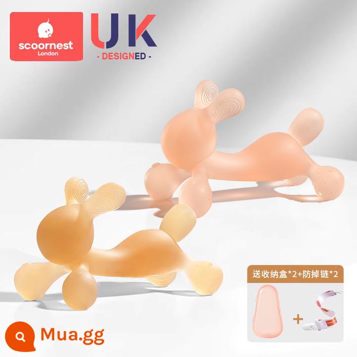 Kechao Răng Thỏ Fixer Răng Hàm Cho Bé Dính Thời Kỳ Mọc Răng Silicone Đồ Chơi Cắn Keo Có Thể Luộc Chống Ăn Tay Hiện Vật - [Nano Bạc Kháng Khuẩn] Dụng Cụ Sửa Răng Thỏ Nhỏ + Bột Sửa Răng Thỏ Nhỏ