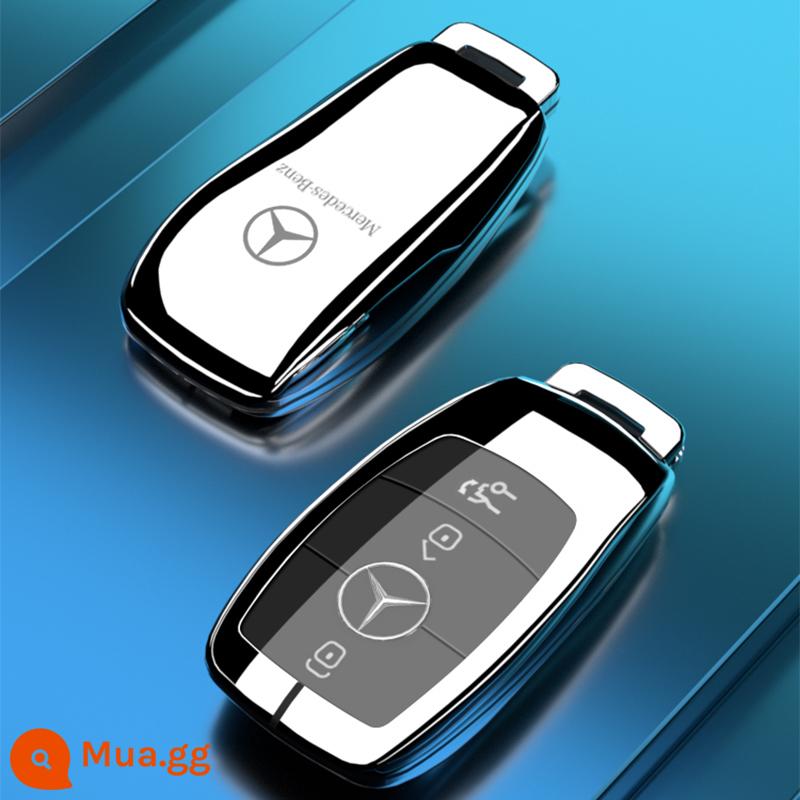 Thích hợp cho 2023 Mercedes-Benz e300l chìa khóa glc260 khóa nam e260l đẳng cấp trang trí nội thất ô tô tiếp liệu - Bạc kim loại nguyên khối thế hệ thứ 2-(vỏ kim loại)