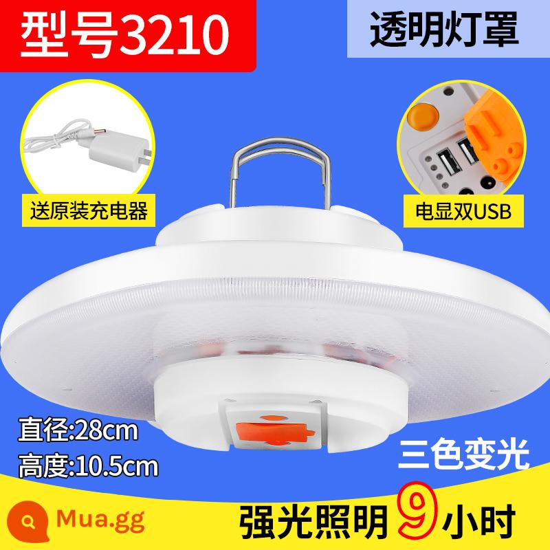 Sạc Đèn Led Di Động Chiếu Sáng Khẩn Cấp Nhà Siêu Sáng Gian Hàng Chợ Đêm Cúp Điện Dự Phòng Cắm Trại Ngoài Trời Bóng Đèn - Màn hình điện tử USB 48 giờ mờ ba màu UFO 1000W