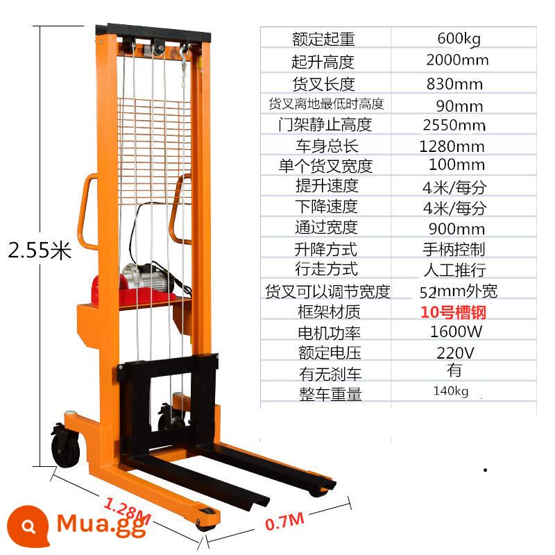 Xe nâng thủy lực chạy điện bằng tay Xe nâng nâng 1 tấn 2 tấn Xe tải xếp dỡ nhỏ Xe nâng xi lanh dầu - Plug-in cửa đơn nâng điện 1 tấn 2 mét