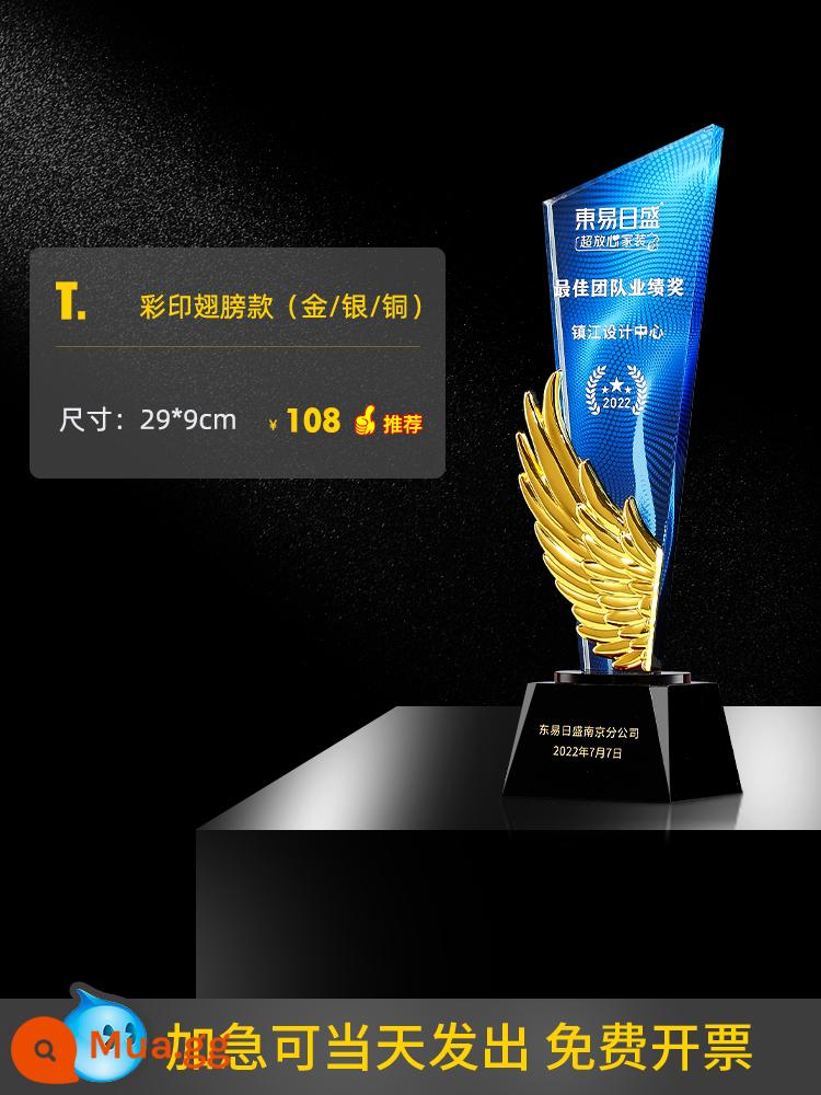 Tùy chỉnh Crystal Trophy để làm cho Giải thưởng Creative Thumb Awards Champion Huy chương khắc tùy chỉnh Cúp nhân viên xuất sắc - T. Kiểu cánh in màu