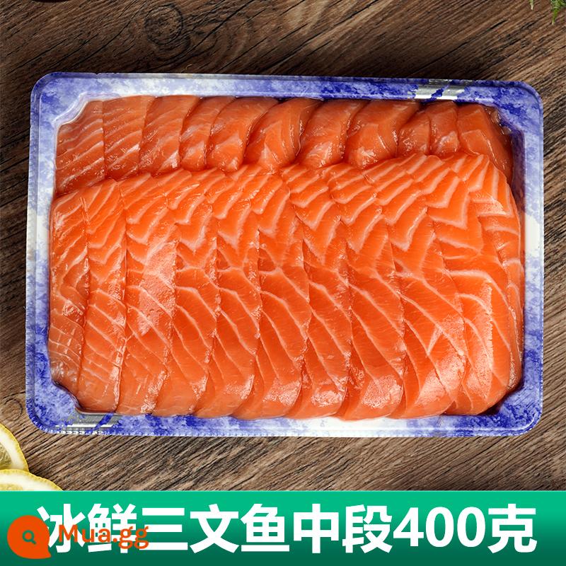 Cá hồi Nauy tươi cắt khúc giữa nguyên con sashimi thịt lưng sashimi cá hồi đông lạnh hải sản miễn phí vận chuyển - [Phần giữa cá hồi đông lạnh 400g]