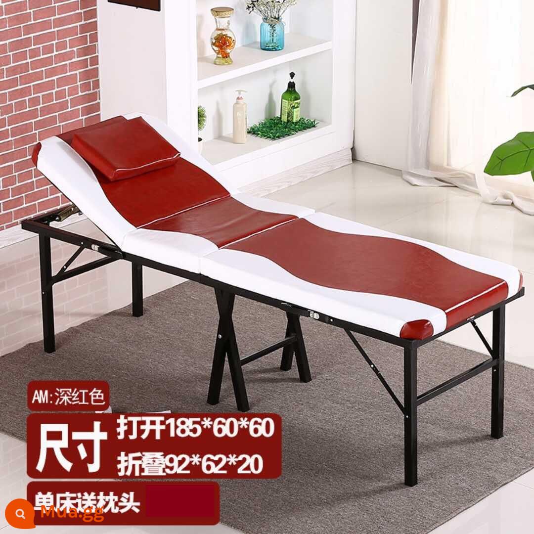 Thẩm mỹ viện gấp hình xăm hình xăm giường massage di động di động tại nhà đa chức năng vật lý trị liệu châm cứu - 185*60 đỏ sẫm