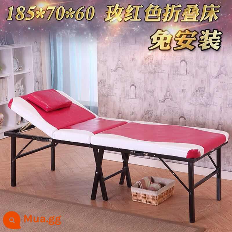 Thẩm mỹ viện gấp hình xăm hình xăm giường massage di động di động tại nhà đa chức năng vật lý trị liệu châm cứu - 185*70 hoa hồng đỏ