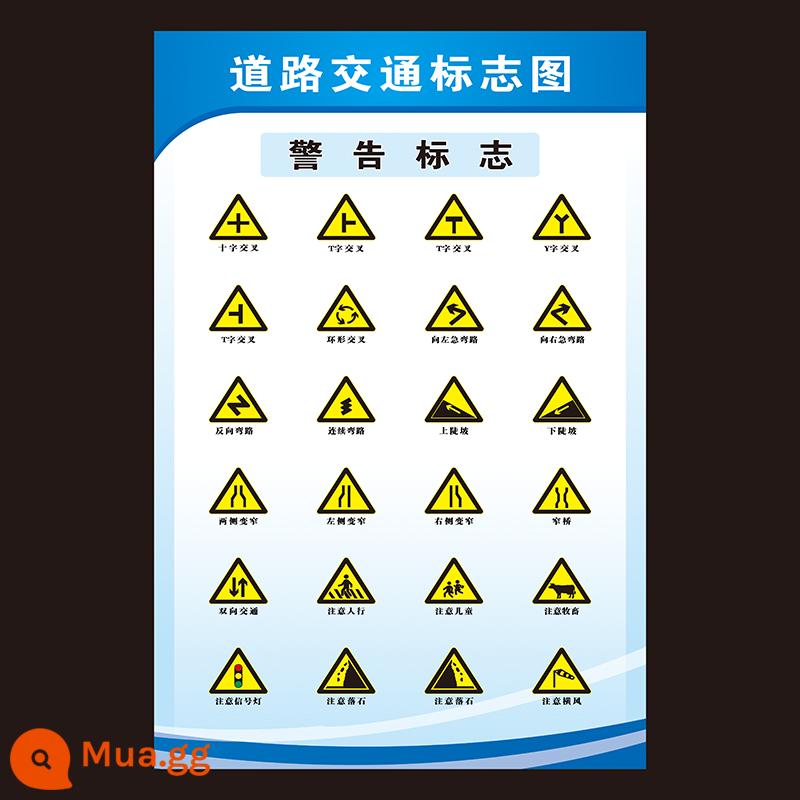 Biển báo giao thông đường bộ và cảnh sát giao thông hình nền cử chỉ học lái xe chủ đề một quy tắc giao thông sơ đồ treo tường poster quảng cáo tranh trang trí - Số MM 13