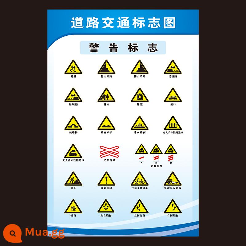 Biển báo giao thông đường bộ và cảnh sát giao thông hình nền cử chỉ học lái xe chủ đề một quy tắc giao thông sơ đồ treo tường poster quảng cáo tranh trang trí - Số MM 14