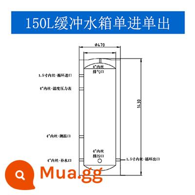 Áp lực cách nhiệt 304 Thép không gỉ Trung tâm Không khí -Lưu trữ năng lượng Năng lượng Năng lượng Năng lượng Năng lượng tái chế - Chu trình đơn 150L + bộ phụ kiện đầy đủ