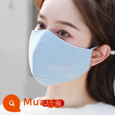 Khẩu trang mùa đông có thể giặt được cotton nguyên chất vải cotton xu hướng mùa đông khẩu trang nam phiên bản Hàn Quốc khẩu trang nữ mùa thu đông - Thỏ [2 màu xanh]