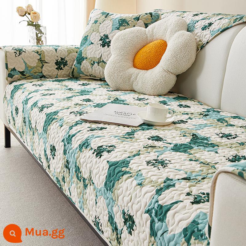 Đệm Sofa Cotton Giá Đặc Biệt Giải Phóng Mặt Bằng Bắc Âu Đơn Giản Bốn Mùa Đa Năng Vải Cotton Chống Trơn Trượt Tựa Lưng Khăn Mùa Đông Mục Vụ - nở hoa