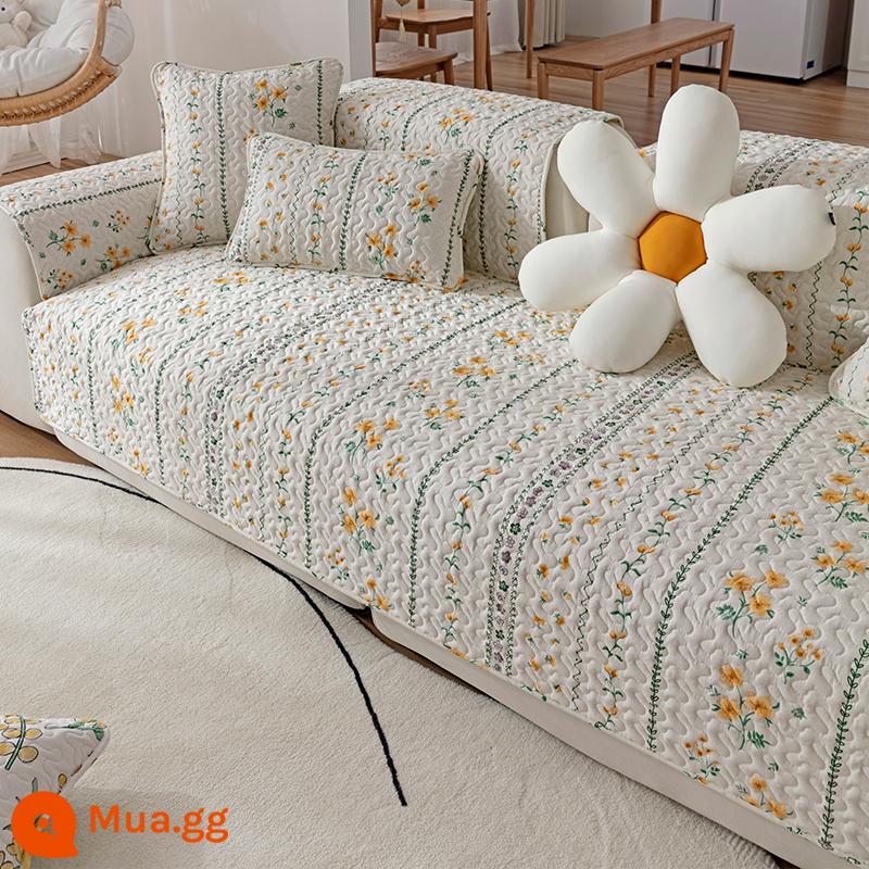 Đệm Sofa Cotton Giá Đặc Biệt Giải Phóng Mặt Bằng Bắc Âu Đơn Giản Bốn Mùa Đa Năng Vải Cotton Chống Trơn Trượt Tựa Lưng Khăn Mùa Đông Mục Vụ - Ngôn ngữ hoa ấn tượng