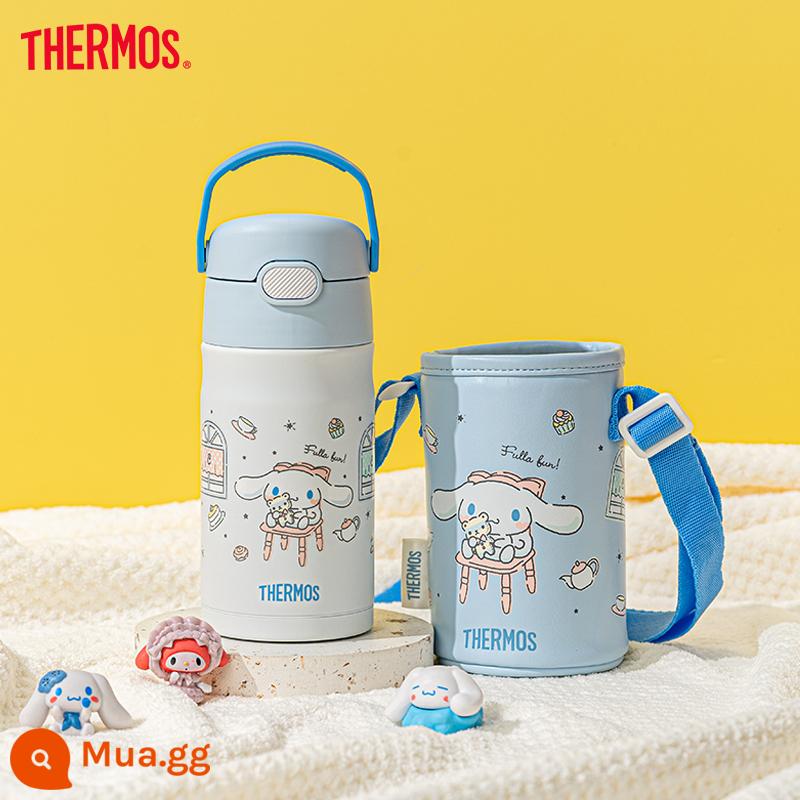 Bình giữ nhiệt hàng đầu của cửa hàng trẻ em sippy cup cốc nước cách nhiệt dành cho trường học cốc uống nước trực tiếp di động đặc biệt Kuromi - Chú chó tai to màu xanh dễ thương (350ml) có nắp cốc [sippy cup]