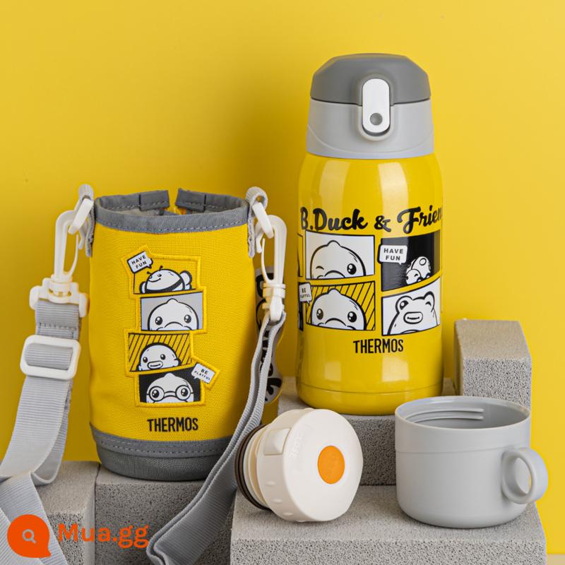 [Cửa hàng hàng đầu] Cốc cách nhiệt hai lớp Thermos trẻ em cốc ống hút cho bé cốc tập uống cốc nước dung tích lớn di động - Mô hình khớp B.duck (màu vàng)