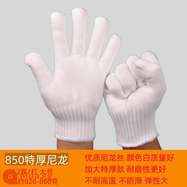 Bảo hiểm lao động găng tay bông làm việc nylon dày cotton thoáng khí gạc trắng găng tay chịu mài mòn công nhân lao động găng tay làm việc - Chống mài mòn 850 nylon cực dày 36 đôi