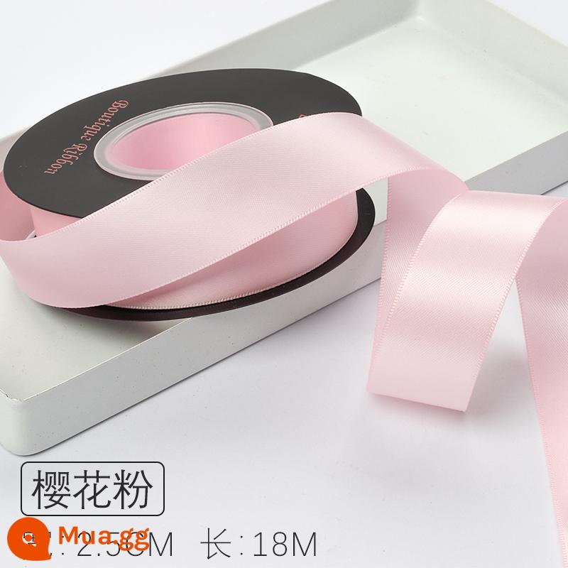 Zhuocai 2.5Cm 2 Mặt Sợi Polyester Với Phụ Kiện Tóc Hộp Quà Tặng Ruy Băng Chất Liệu Đóng Gói Bánh Ruy Băng Hoa Ruy Băng - quả anh đào