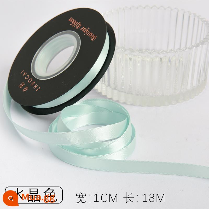 Zhuocai 1 cm hai mặt sợi polyester ruy băng bó hộp quà tặng bao bì nướng phụ kiện tóc bện tóc buộc tóc nơ - màu pha lê