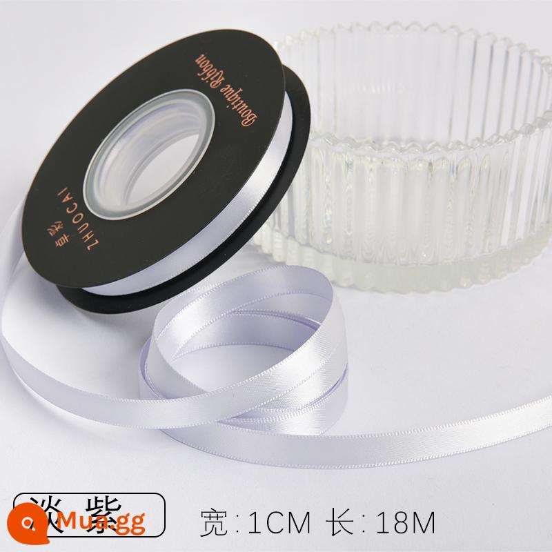 Zhuocai 1 cm hai mặt sợi polyester ruy băng bó hộp quà tặng bao bì nướng phụ kiện tóc bện tóc buộc tóc nơ - Hoa oải hương