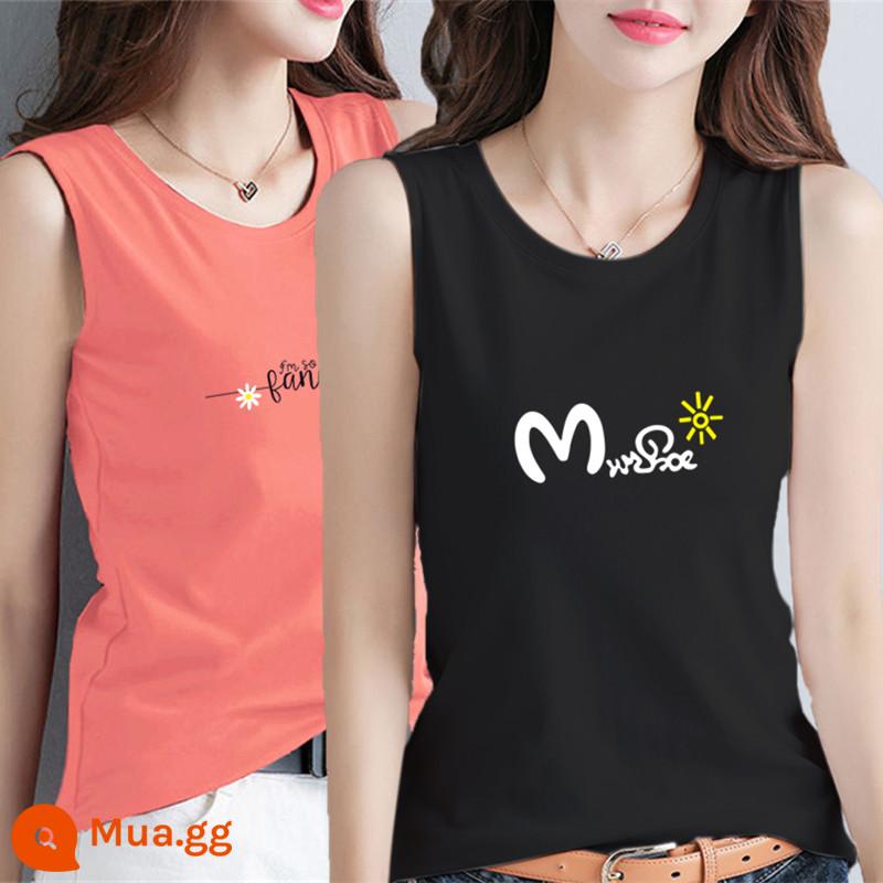 100% cotton áo khoác mùa hè của phụ nữ áo khoác ngoài kích thước lớn rời che bụng màu trắng treo phù hợp với áo không tay thích hợp - Cúc cam + chữ M đen