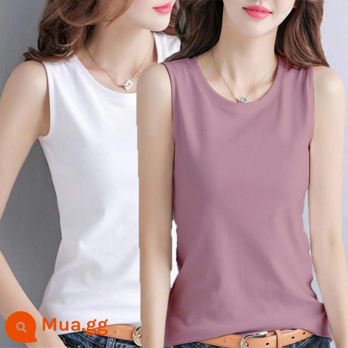 100% cotton áo khoác mùa hè của phụ nữ áo khoác ngoài kích thước lớn rời che bụng màu trắng treo phù hợp với áo không tay thích hợp - màu trắng + tím