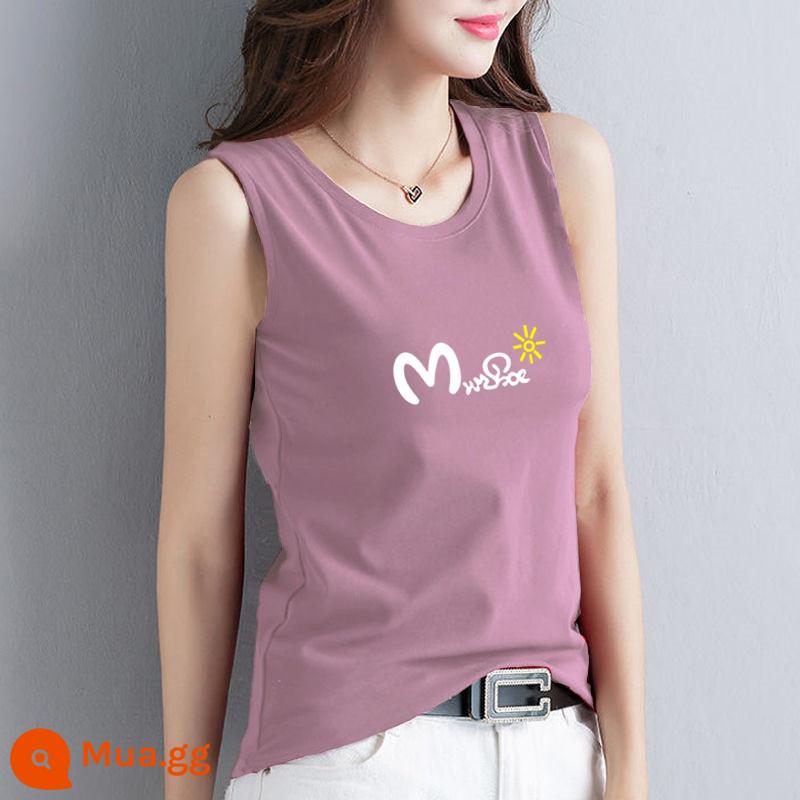 100% cotton áo khoác mùa hè của phụ nữ áo khoác ngoài kích thước lớn rời che bụng màu trắng treo phù hợp với áo không tay thích hợp - Chữ M màu tím