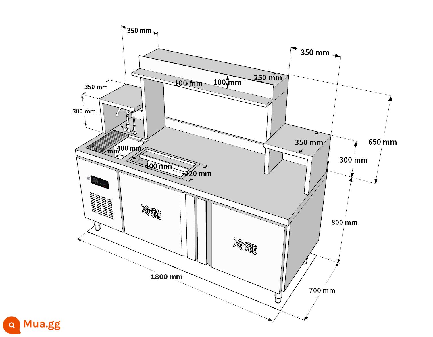 Quán trà sữa trọn bộ thiết bị bàn nước quầy bar bàn thao tác quán trà sữa thương mại tủ lạnh cấp đông bàn làm việc tủ lạnh nước 2 nhiệt độ - Hồ bơi trái lạnh rộng 1,8m mới