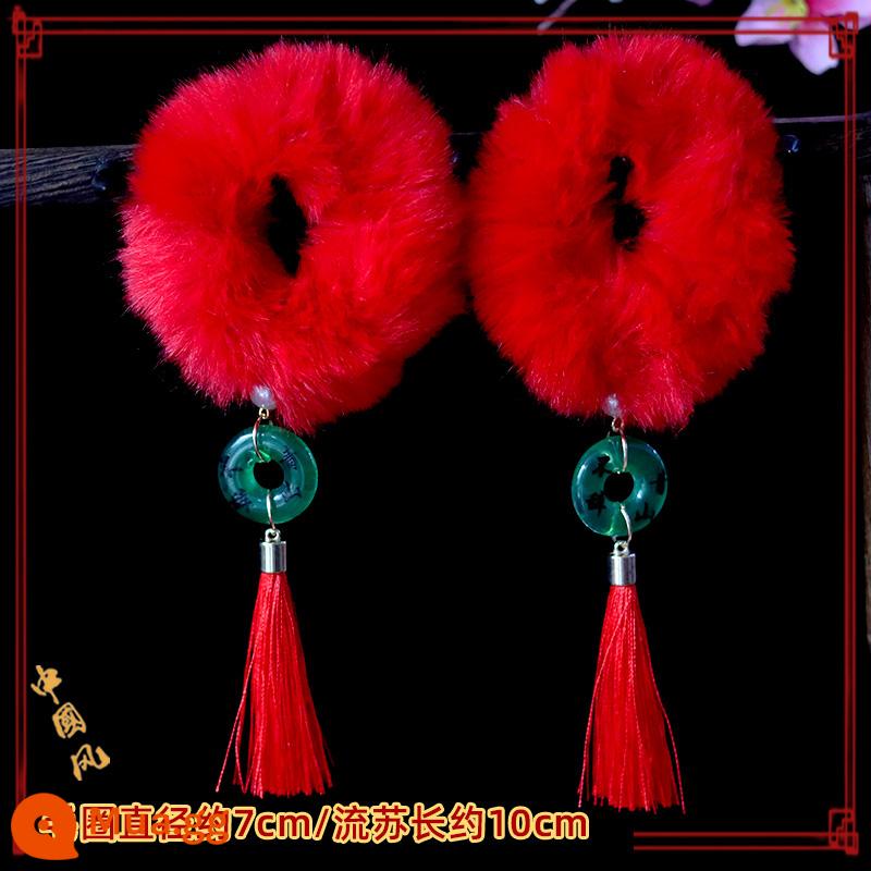 Mũ trùm đầu năm mới cho trẻ em Hanfu màu đỏ cổ sang trọng vòng tóc bé gái bé gái lễ hội chúc mừng năm mới phụ kiện tóc - cặp ruyi đỏ