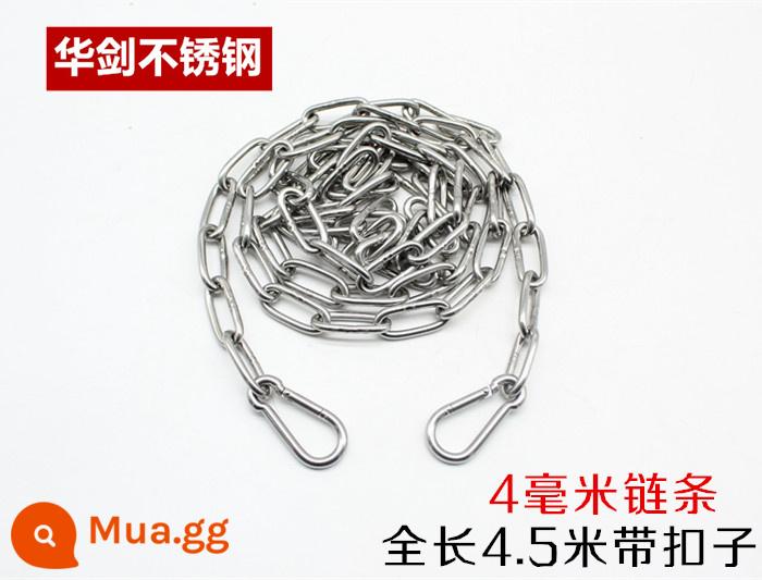 Thép không gỉ 304 chuỗi vòng dài DIN766 vòng ngắn cầm tay cần cẩu nâng dây chuyền sấy quần áo lan can xích đu dây xích sắt - Dây xích M4 màu vàng nhạt 4,5 mét + 2 quả bom