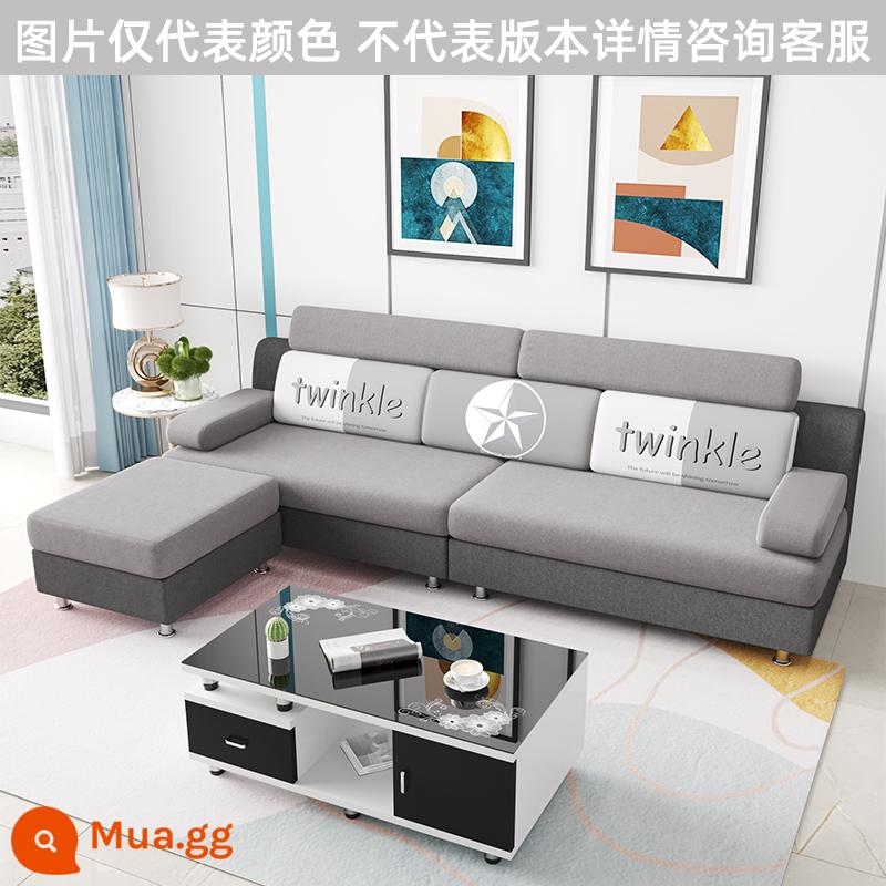 Sofa vải chung cư nhỏ phòng khách đơn giản hiện đại công nghệ tháo giặt giặt vải ba người bốn người năm người 2022 màu đỏ lưới mới - Xám đậm + xám nhạt + vải lanh chữ